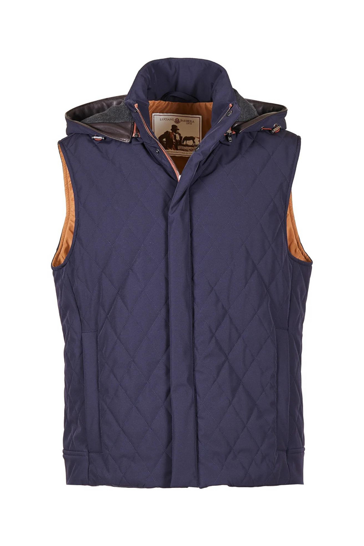 Luciano Barbera Navy Quilted Vest