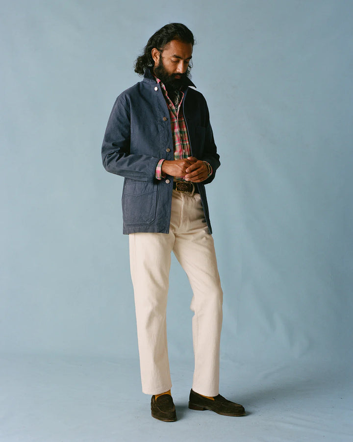 DRAKE'S NAVY cotton FIVE-POCKET CHORE JACKET