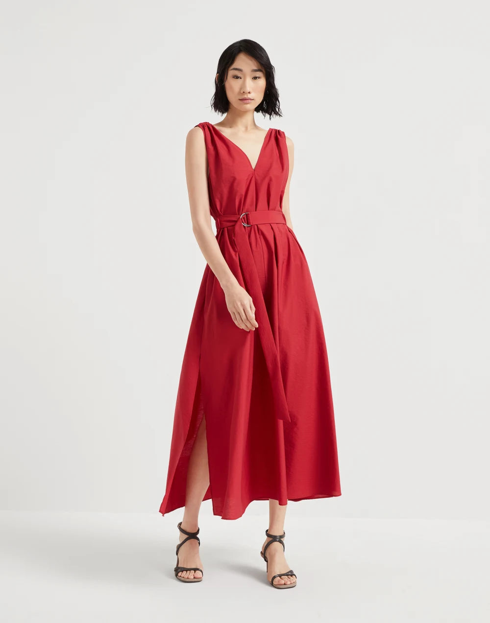 BRUNELLO CUCINELLI POPLIN RED DRESS