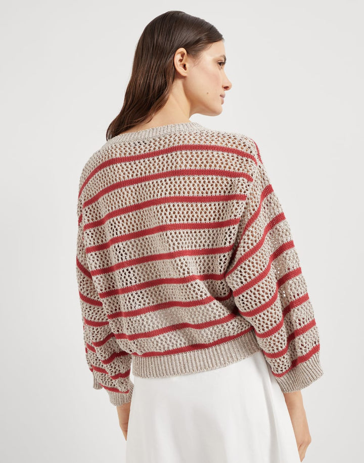 BRUNELLO STRIPED LINEN SWEATER