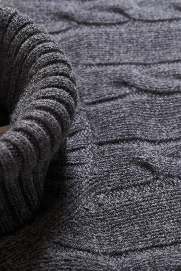 Luciano Barbera Charcoal Cableknit Turtleneck