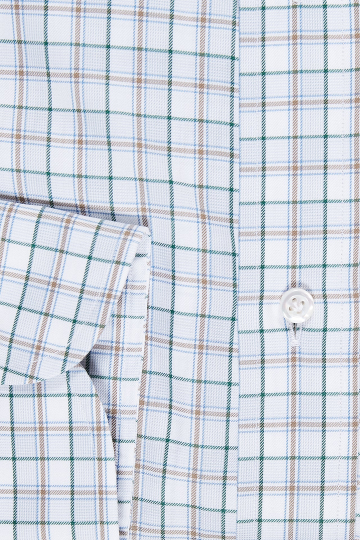 Luciano Barbera White/Green Plaid Shirt