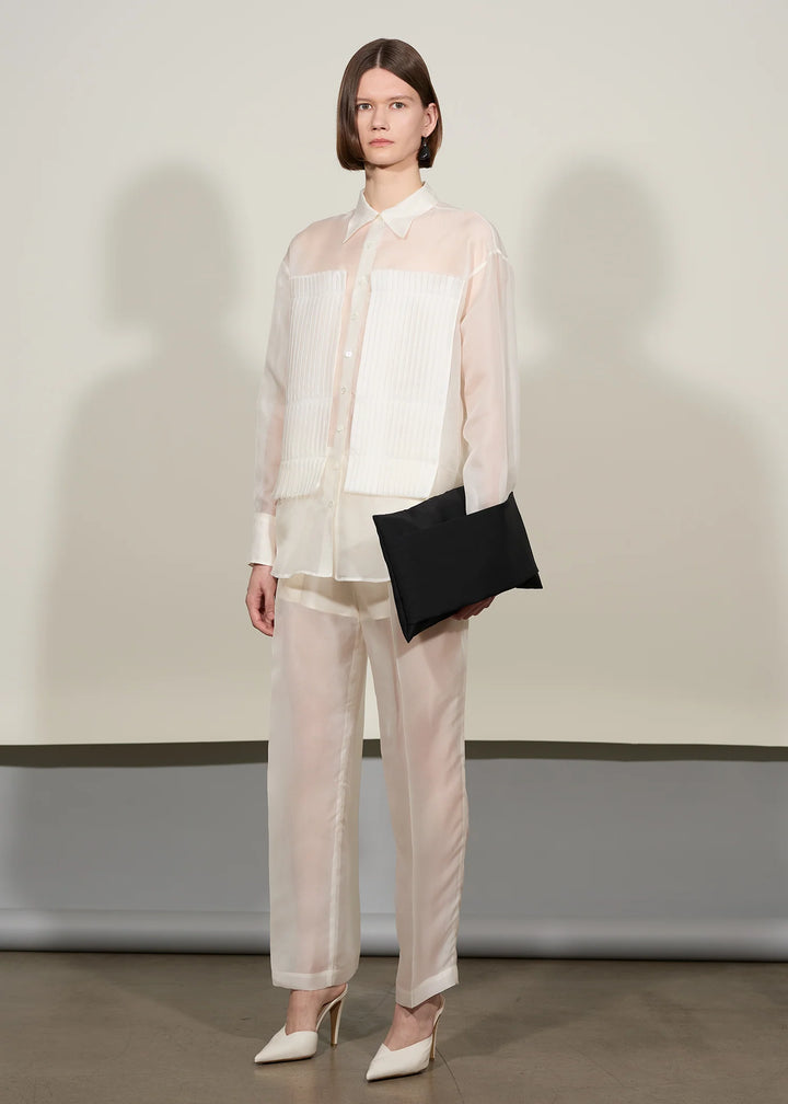 Bite Studios Pleated Silk Patch Shirt