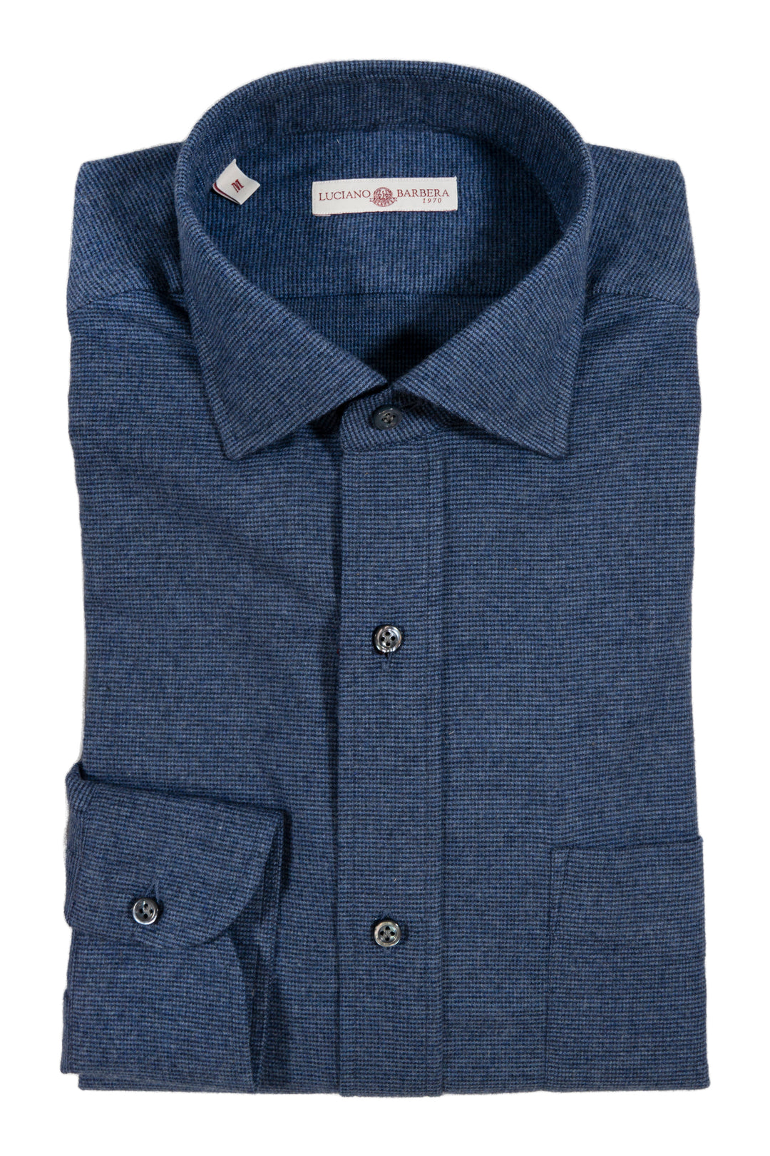 Luciano Barbera Blue Mini Houndstooth Shirt