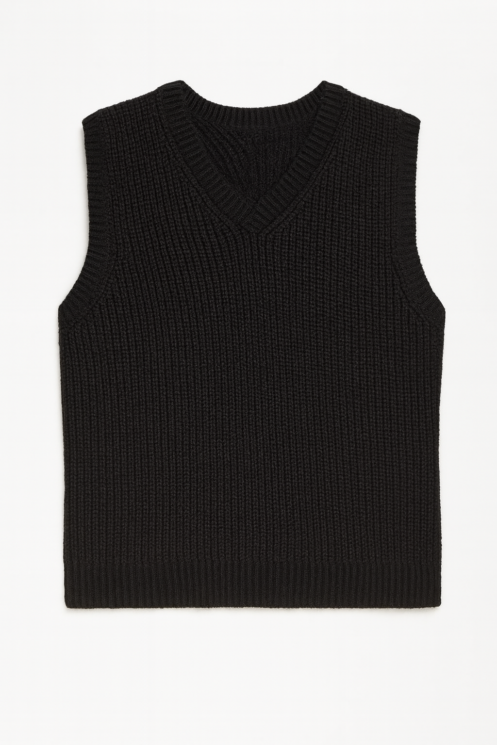 6397 ANGLED RIB VEST IN BLACK