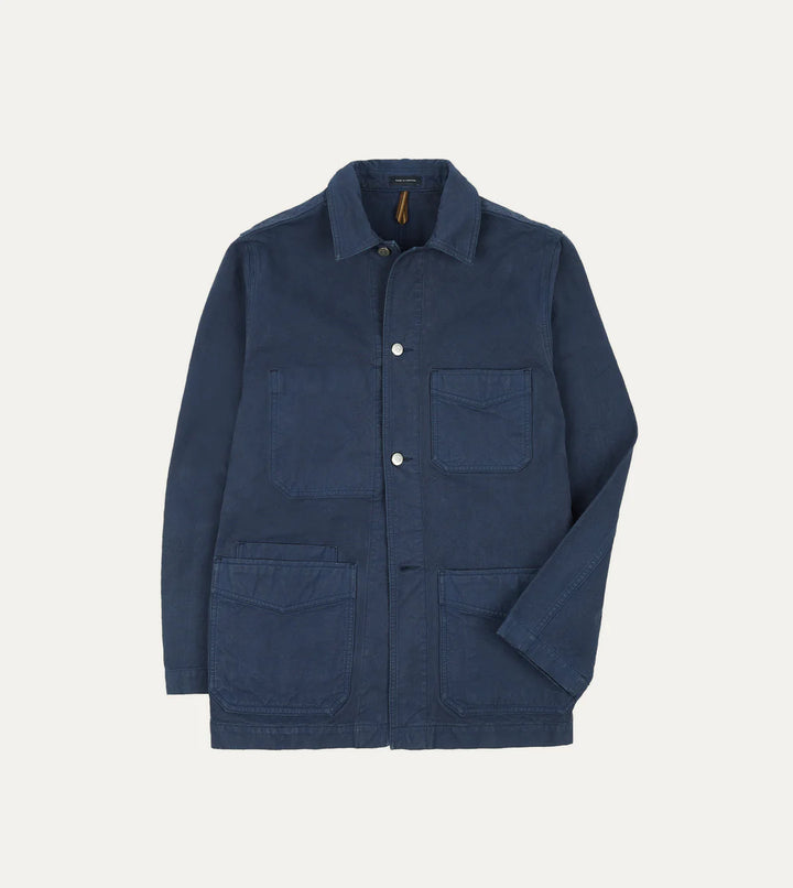 DRAKE'S NAVY cotton FIVE-POCKET CHORE JACKET
