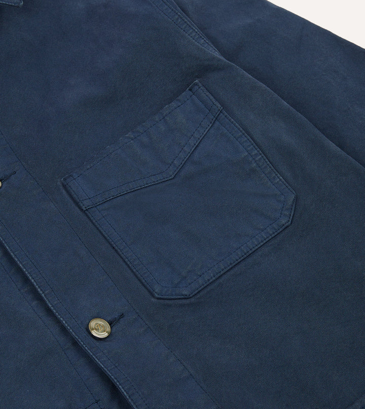 DRAKE'S NAVY cotton FIVE-POCKET CHORE JACKET