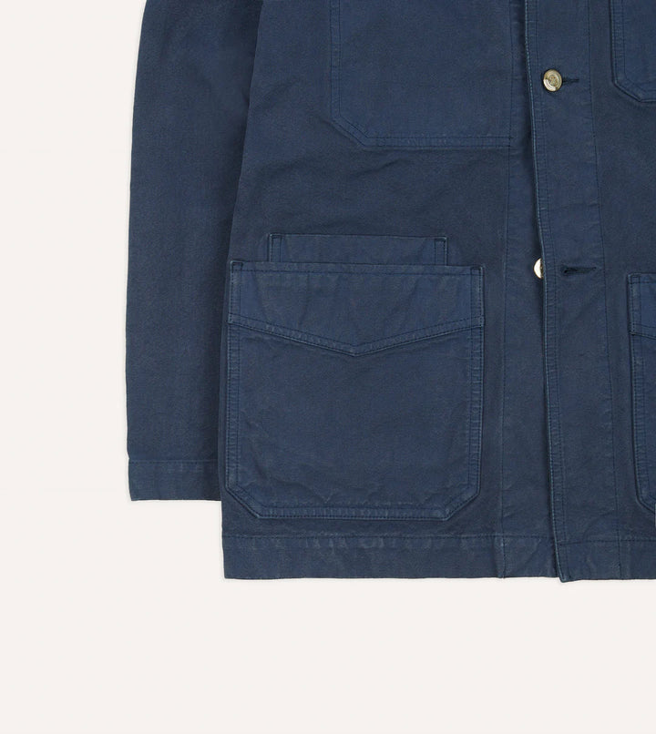 DRAKE'S NAVY cotton FIVE-POCKET CHORE JACKET