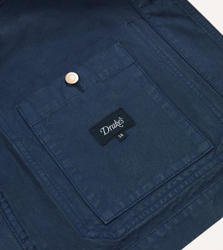 DRAKE'S NAVY cotton FIVE-POCKET CHORE JACKET