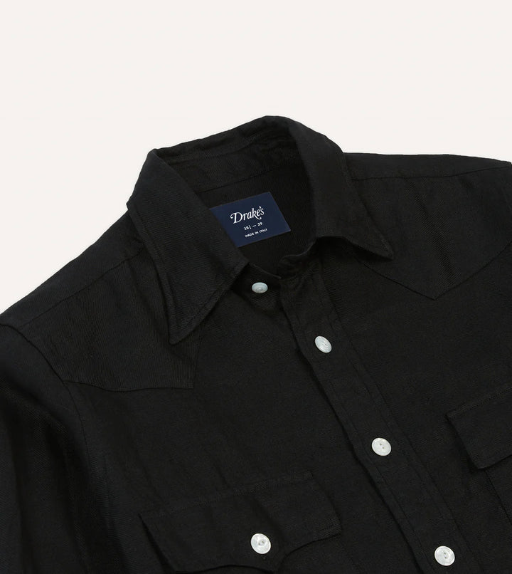 DRAKE'S LINEN WESTERN SHIRT