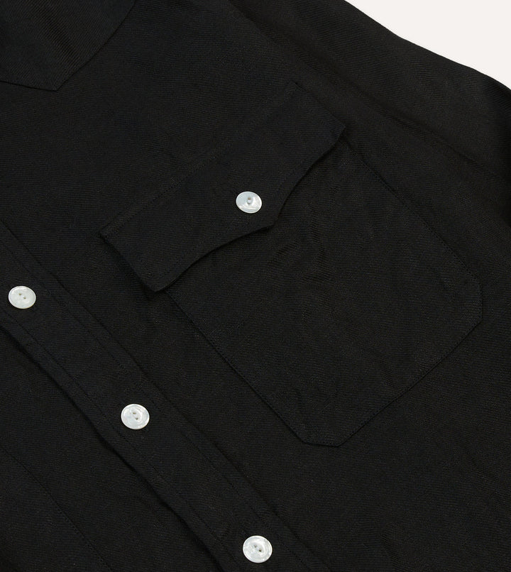 DRAKE'S LINEN WESTERN SHIRT