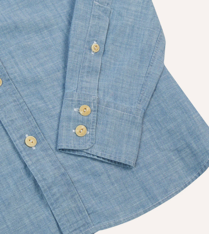 DRAKE'S CHAMBRAY TWO-POCKET WESTERN SHIRT