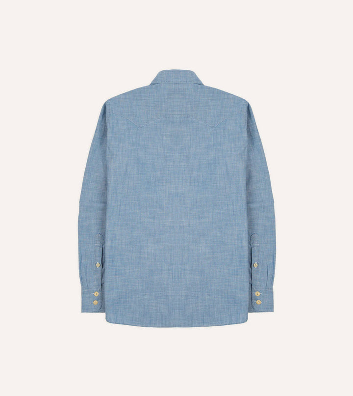 DRAKE'S CHAMBRAY TWO-POCKET WESTERN SHIRT