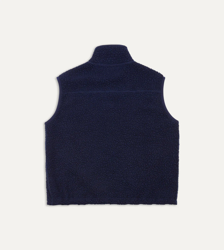 DRAKE'S BOUKLE WOOL ZIP FLEECE VEST