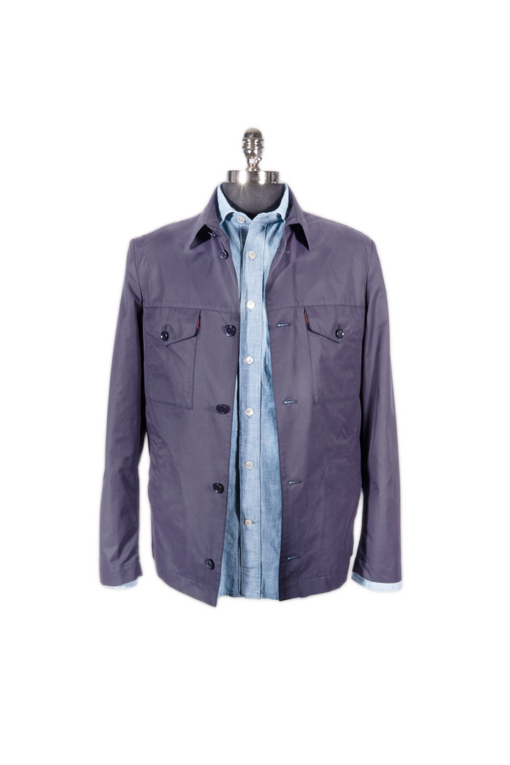 LUCIANO BARBERA NAVY SHIRT JACKET