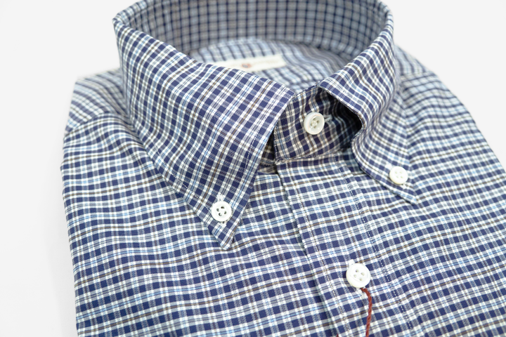 LUCIANO BARBERA NAVY BLUE PLAID SHIRT
