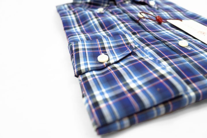 LUCIANO BARBERA BLUE PLAID SHIRT