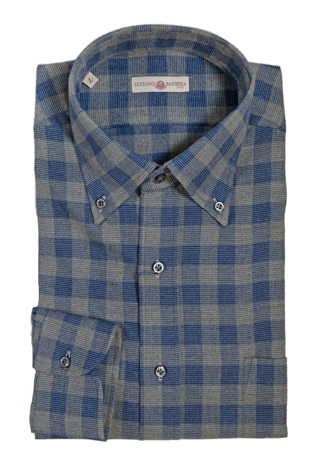 Luciano Barbera Grey Blue Check Shirt