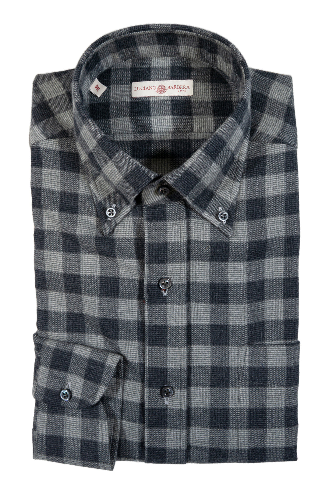 Luciano Barbera Grey Charcoal Check Shirt