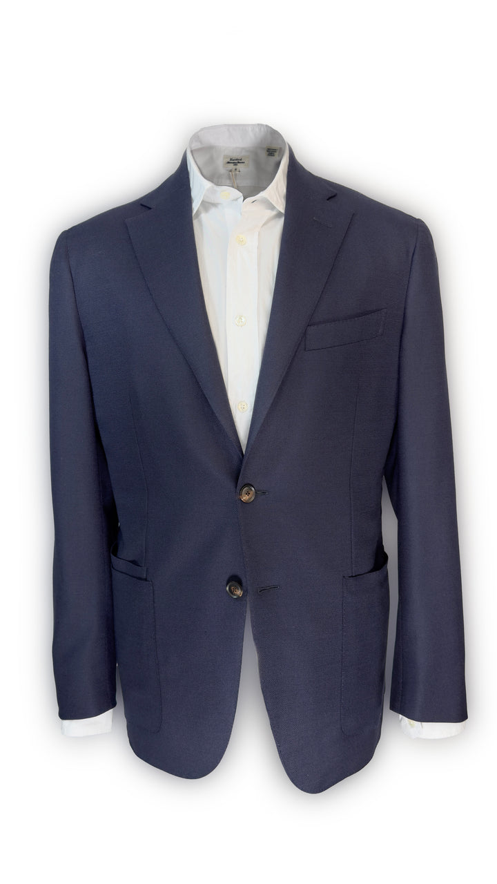LUCIANO BARBERA NAVY HOPSACK JACKET