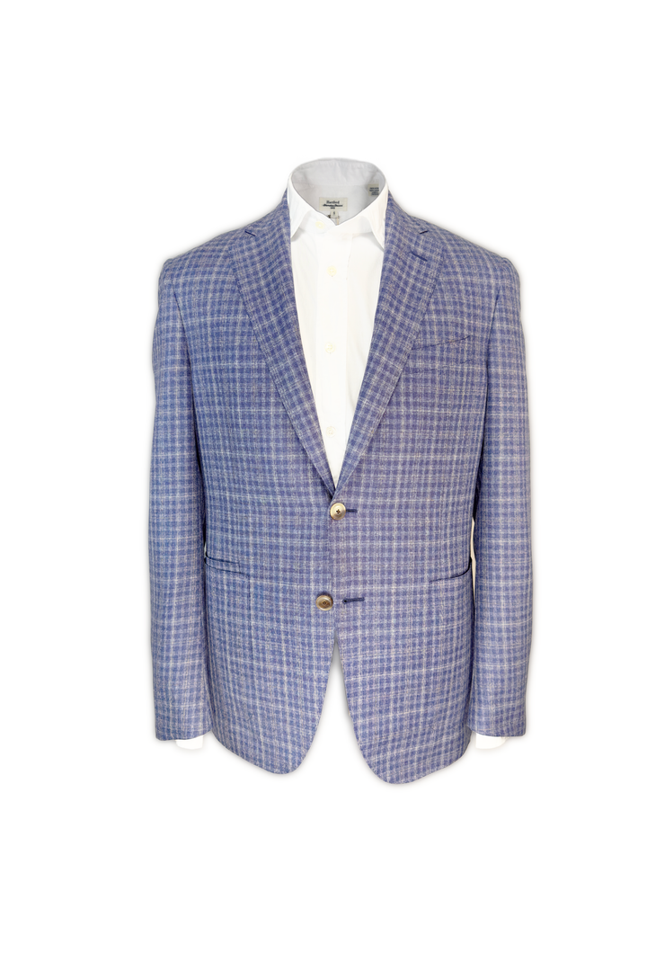 LUCIANO BARBERA BLUE GREY CHECK JACKET