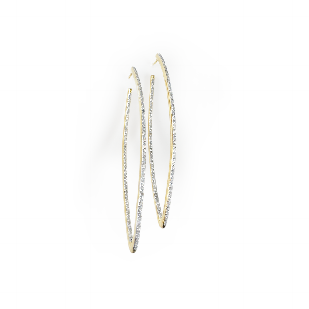 The Woods Fine Jewelry 14kt Gold Over Brass Pave Earrings