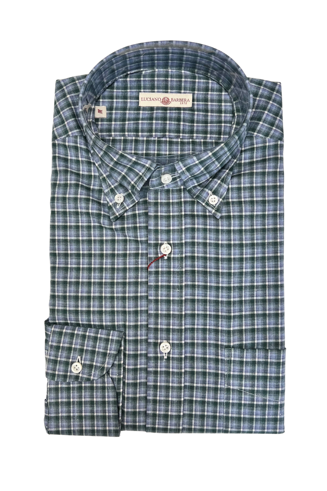 Luciano Barbera Blue Green Plaid Shirt