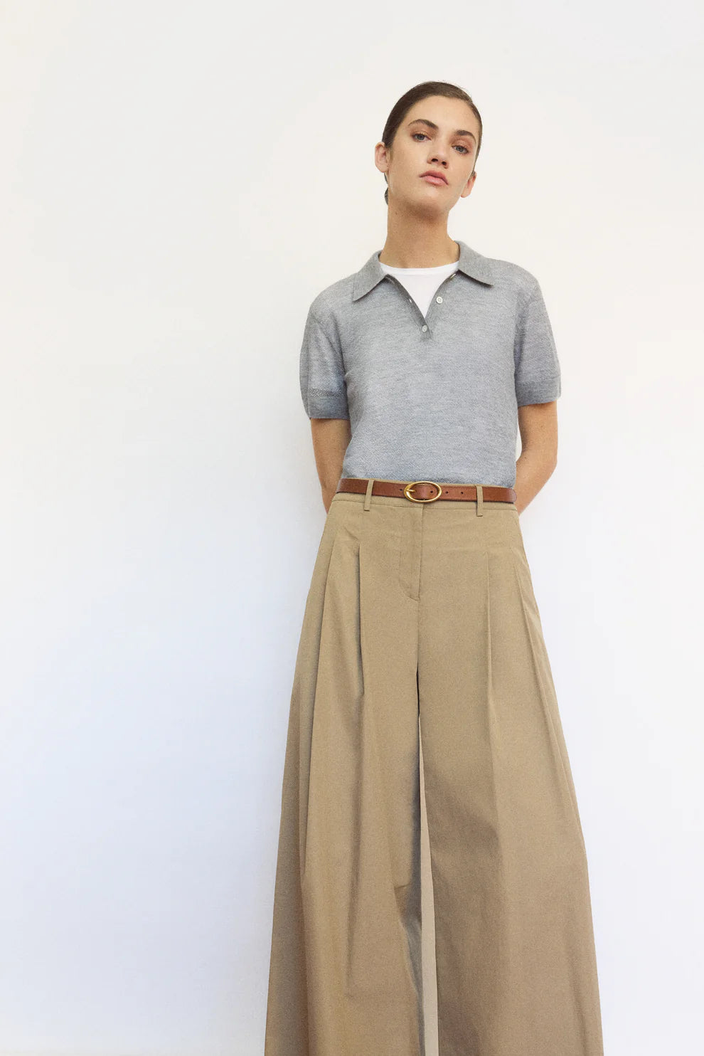 TWP GAUZE POLO IN SUPERFINE CASHMERE