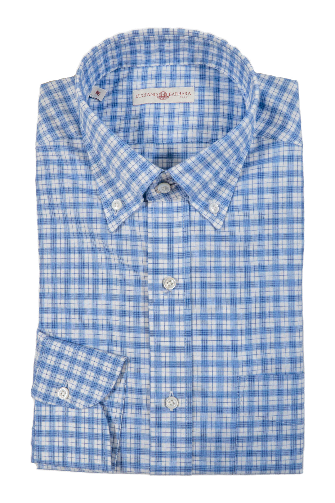 Luciano Barbera Light Blue Plaid Shirt