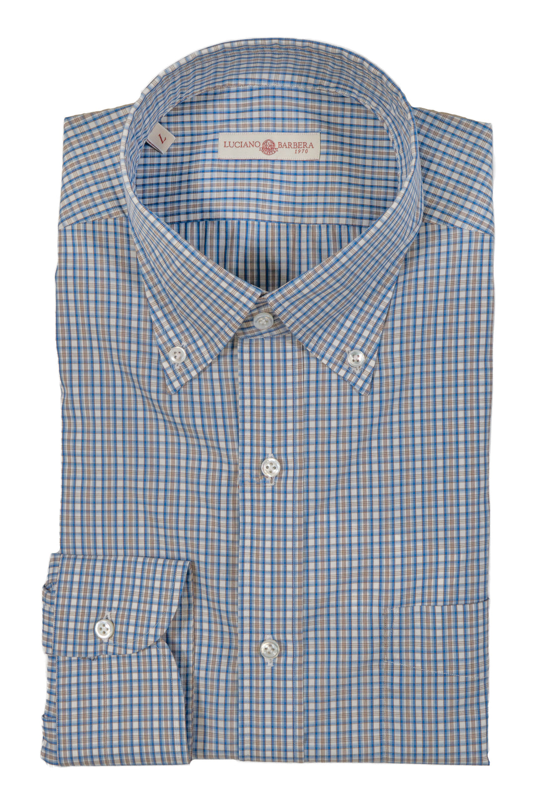 Luciano Barbera Light Blue Plaid Shirt