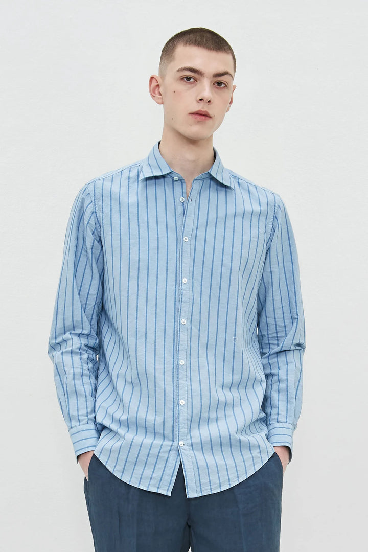 MASSIMO ALBA BLUE STRIPED SHIRT