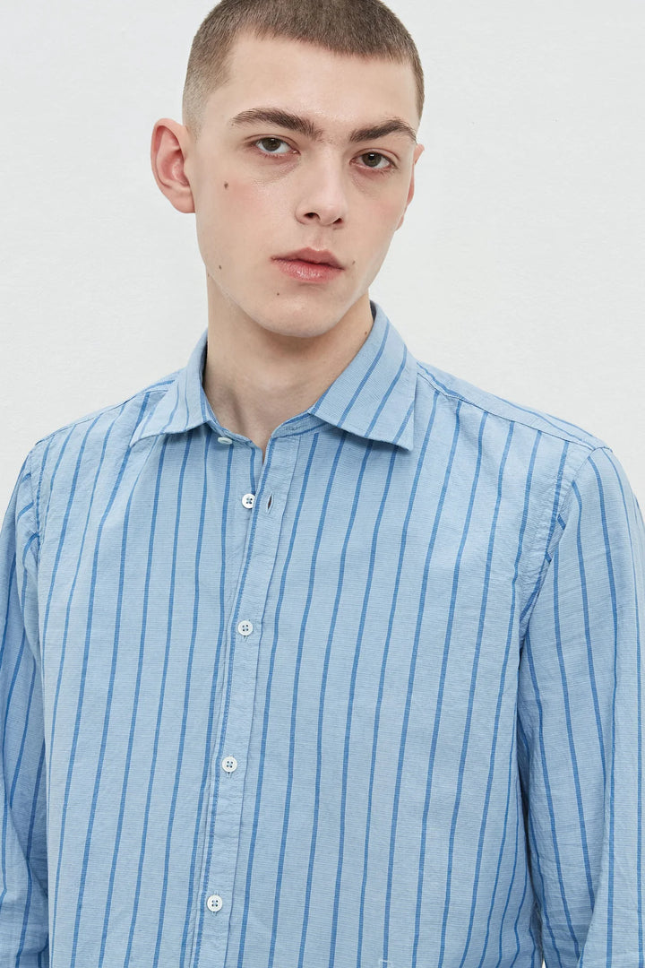 MASSIMO ALBA BLUE STRIPED SHIRT