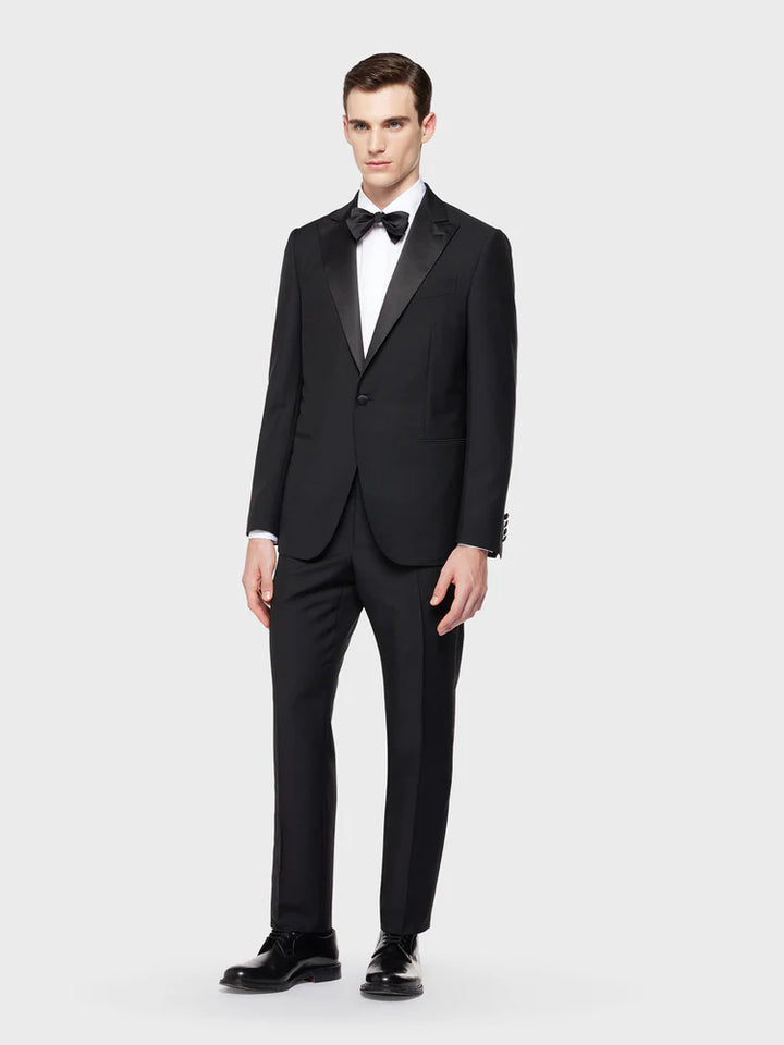CARUSO BLACK WOOL MOHAIR NORMA DINNER SUIT