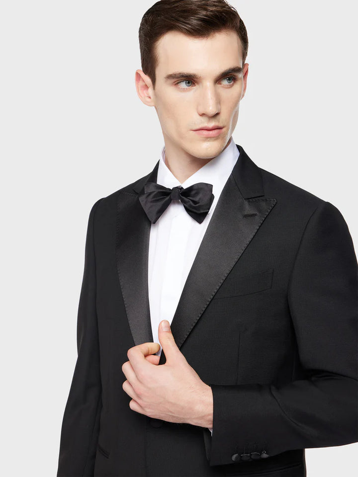 CARUSO BLACK WOOL MOHAIR NORMA DINNER SUIT