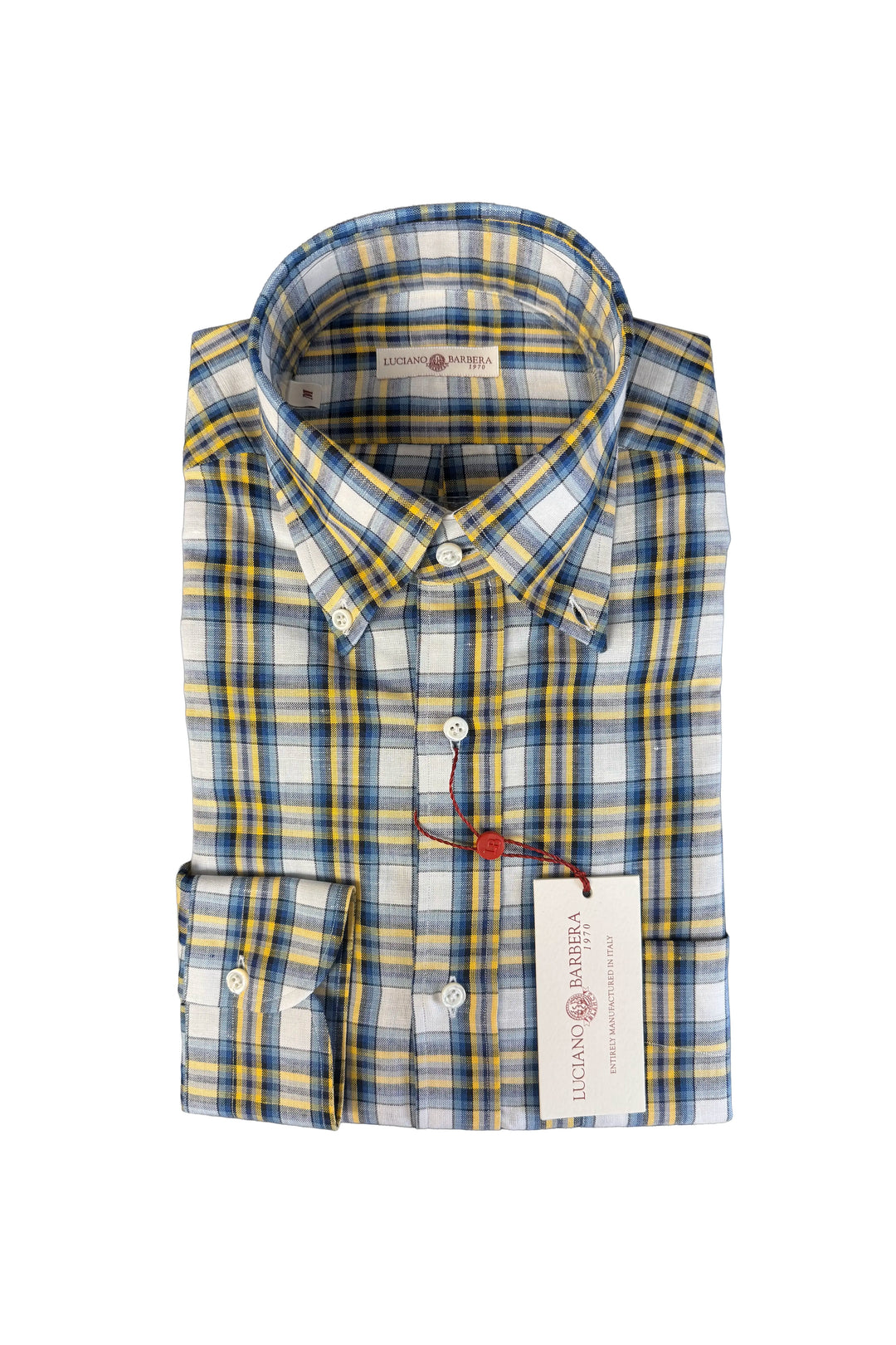 LUCIANO BARBERA BLU YELLOW PLAID SHIRT