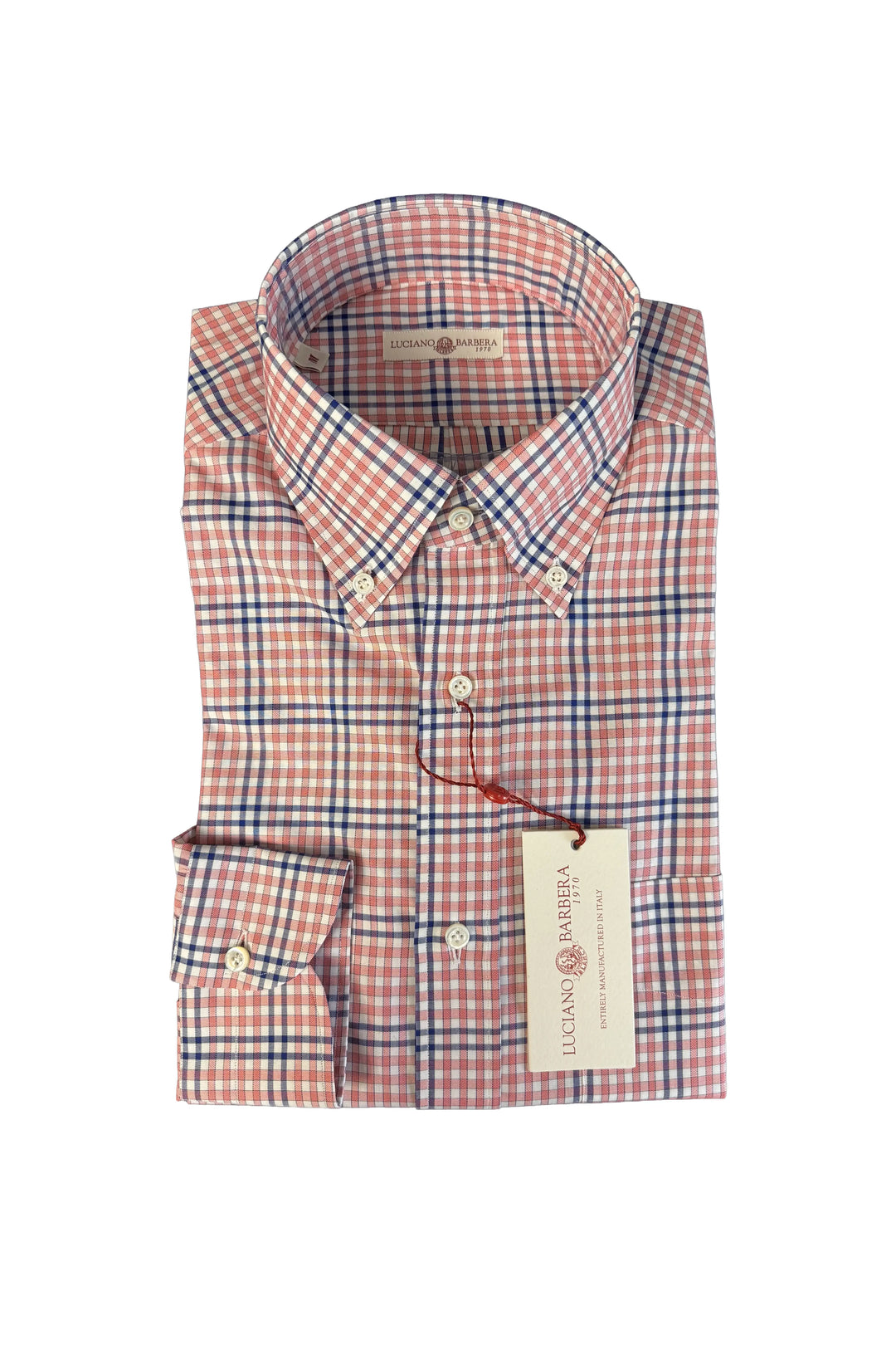 LUCIANO BARBERA PINK WHITE BLUE PLAID