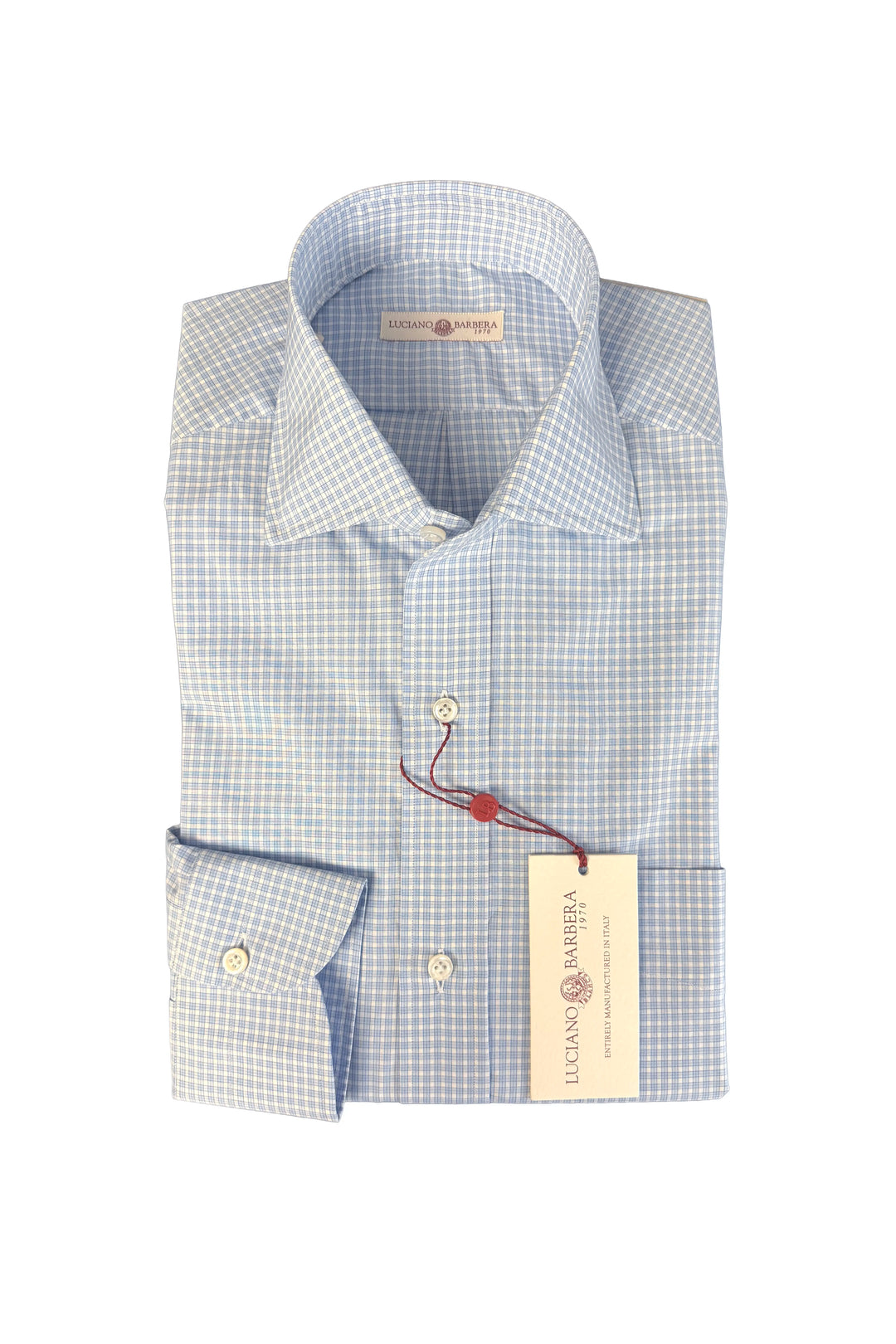 LUCIANO BARBERA BLUE WHITE CHECK SHIRT
