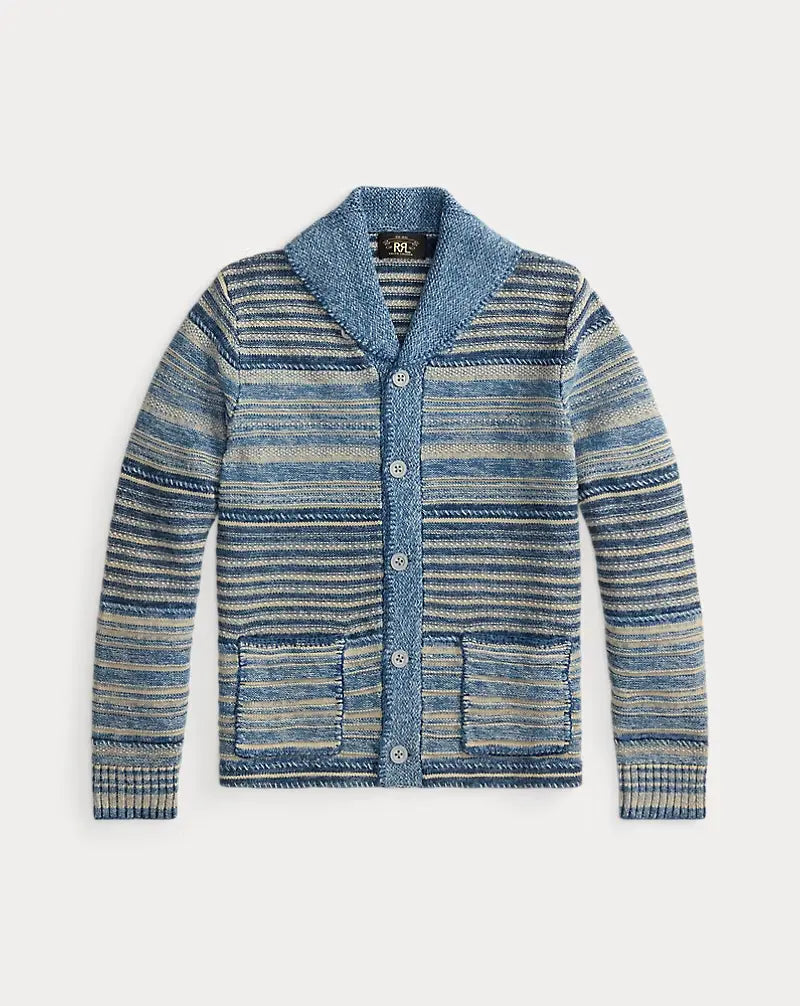 RRL INDIGO STRIPED COTTON-LINEN CARDIGAN – Lawrence Covell