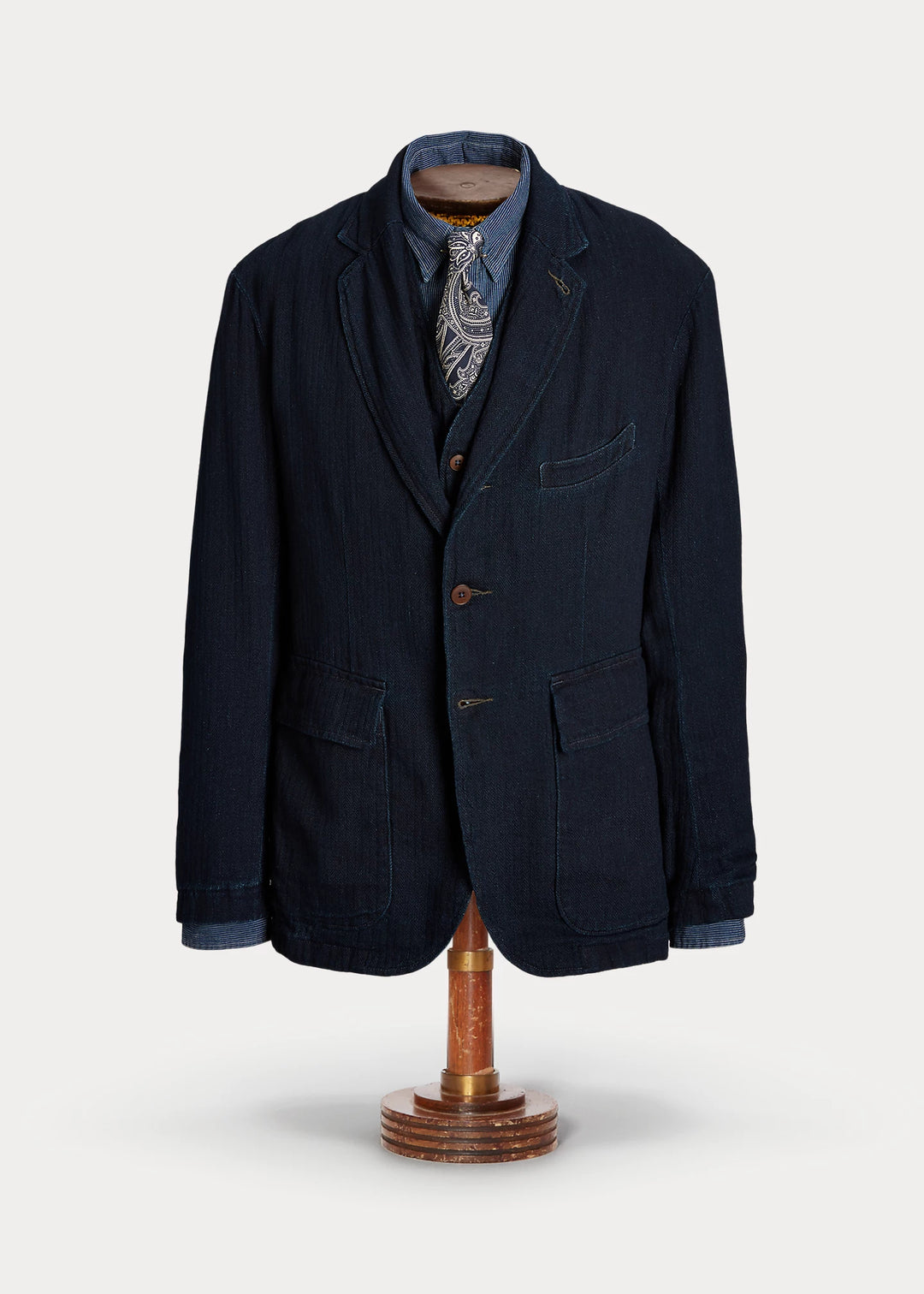 RRL UNCONSTRUCTED HERRINGBONE SPORT NAVY COAT