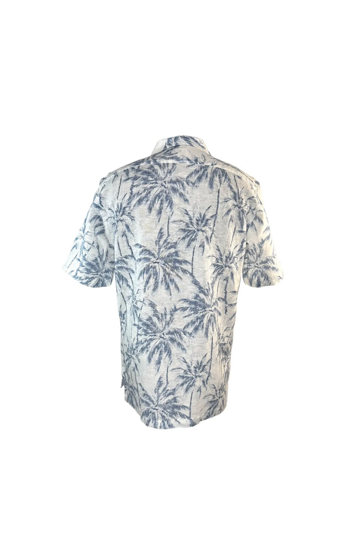 white-linen-shirt-with-blue-palm-print-back-lawrence-covell