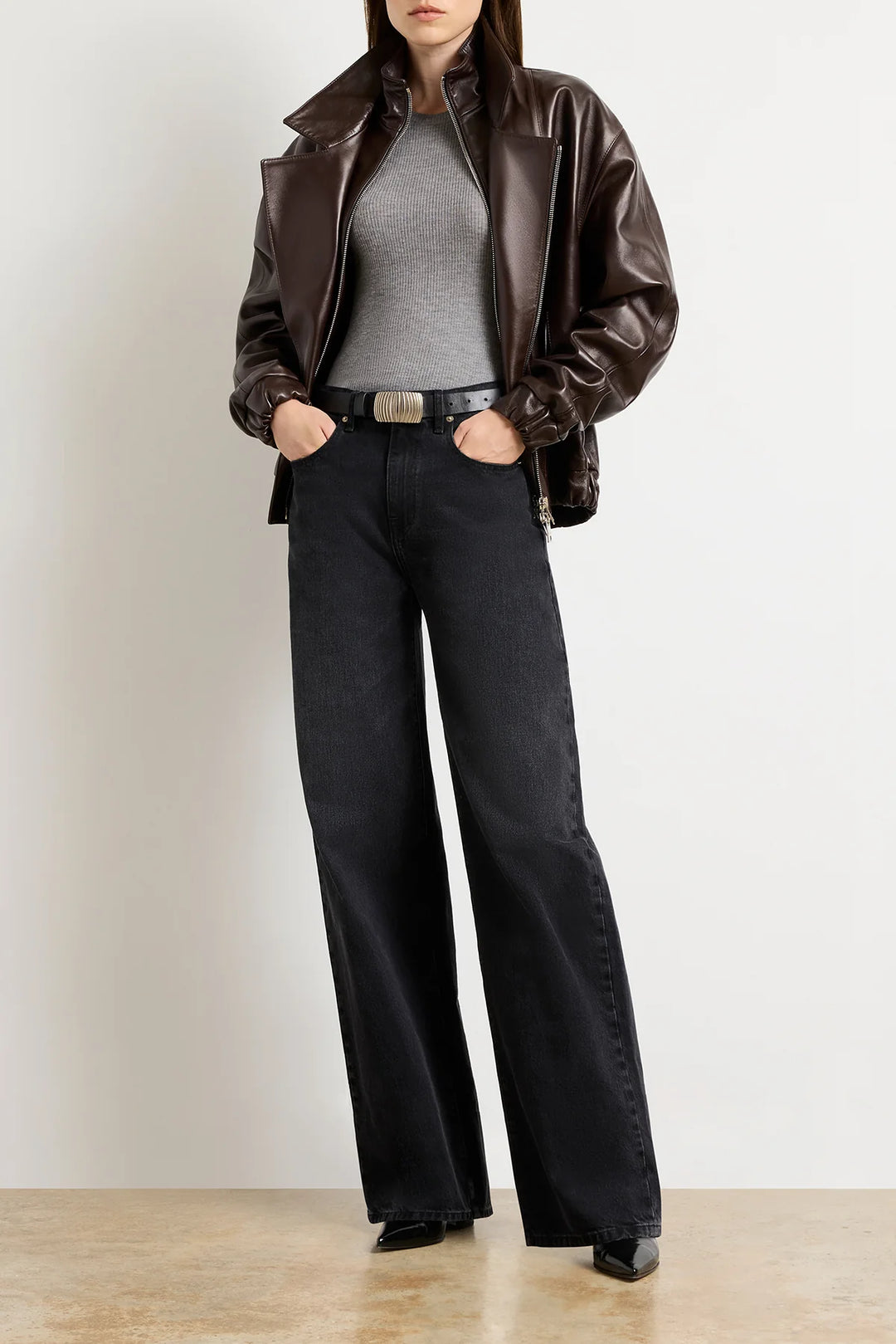 BRANDON MAXWELL CALLAN WIDE LEG JEAN