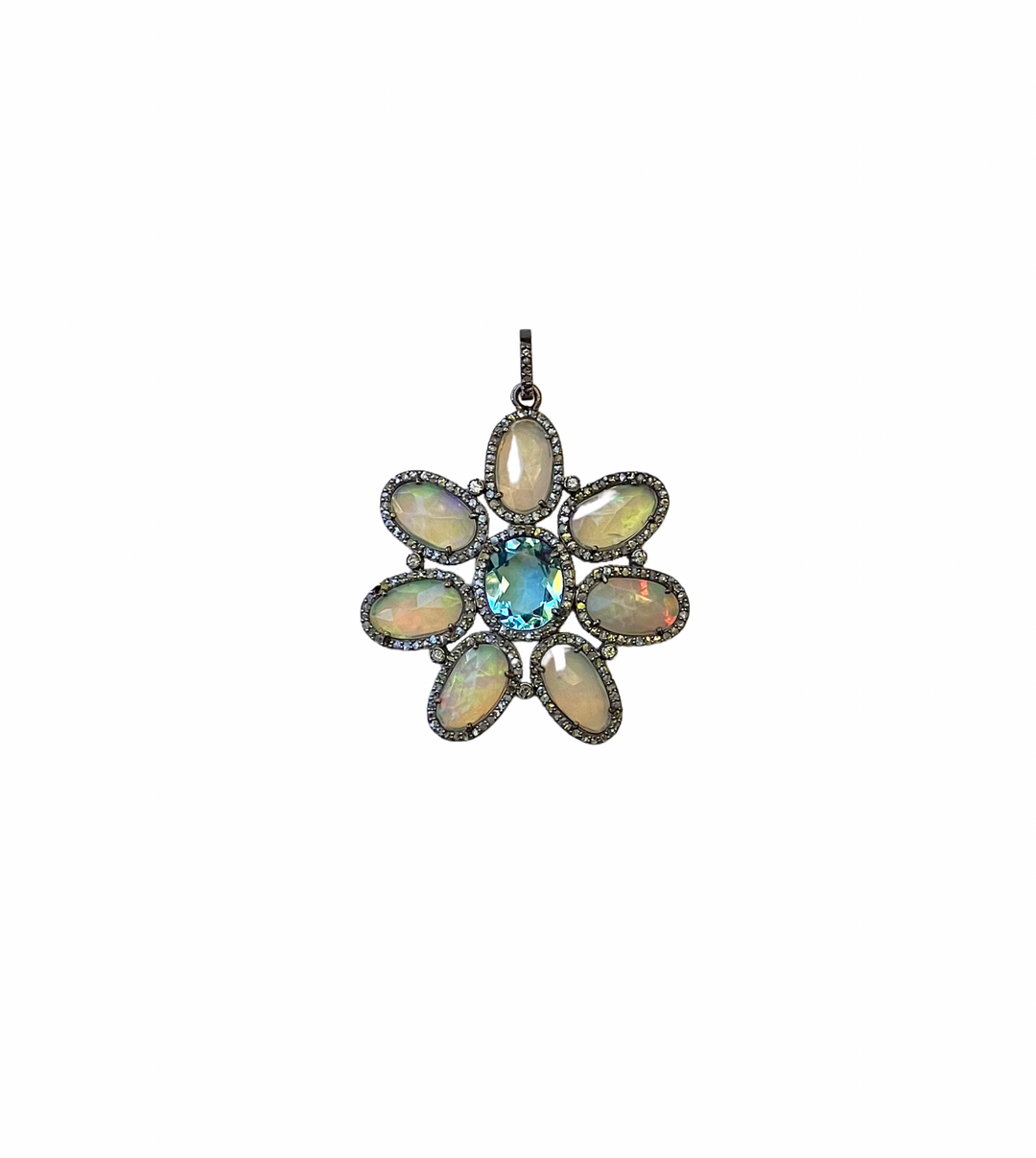 The Woods Fine Jewelry Opal and Aquamarine Pendant