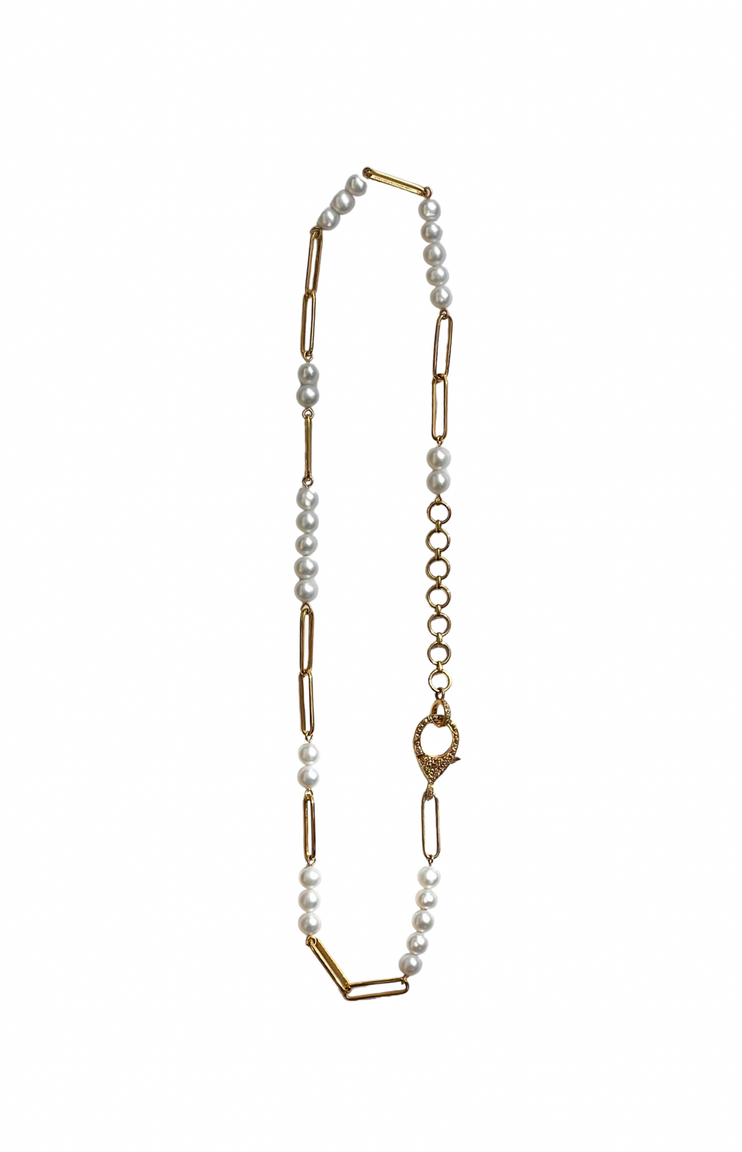 The Woods Fine Jewelry Pearl Paperclip Necklace