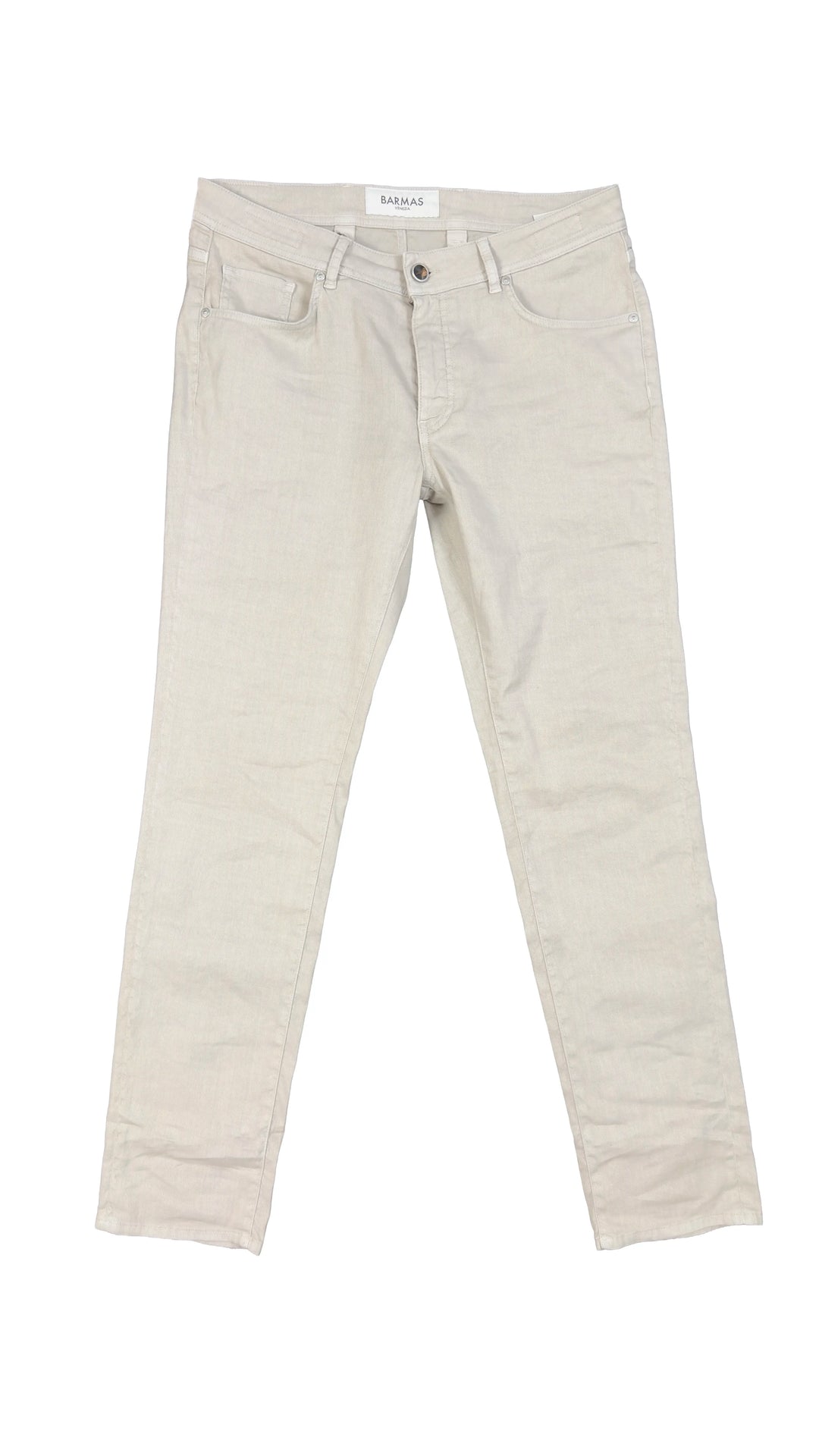 Beige jeans on a white background