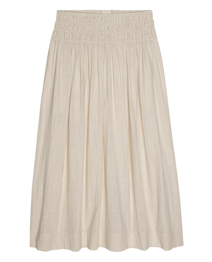 Beige pleated skirt on a white background