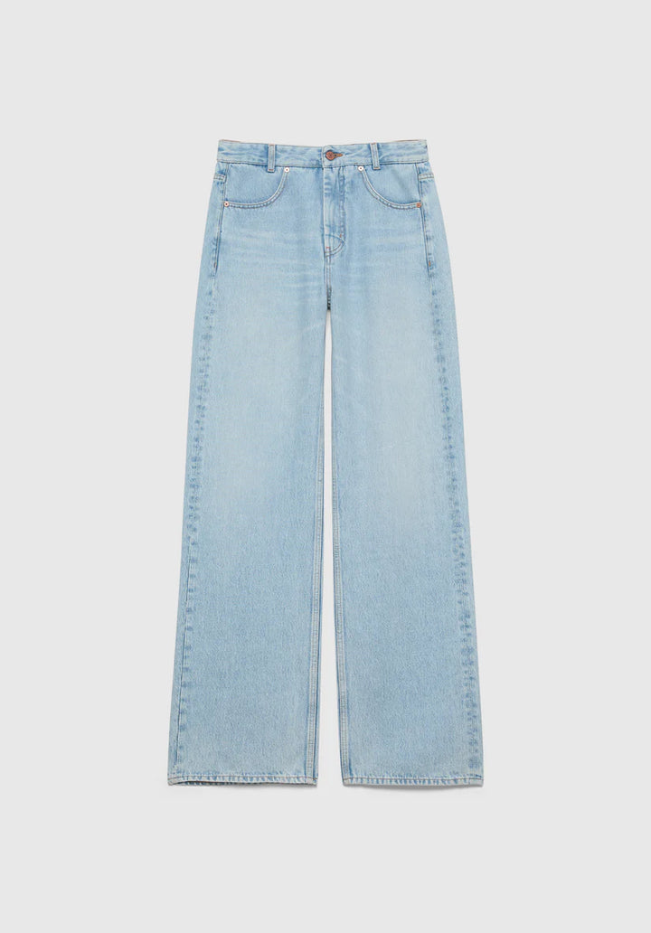 Light blue jeans on a white background