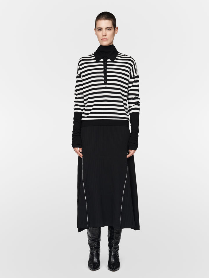Maria McManus Black Stripe Polo Sweater