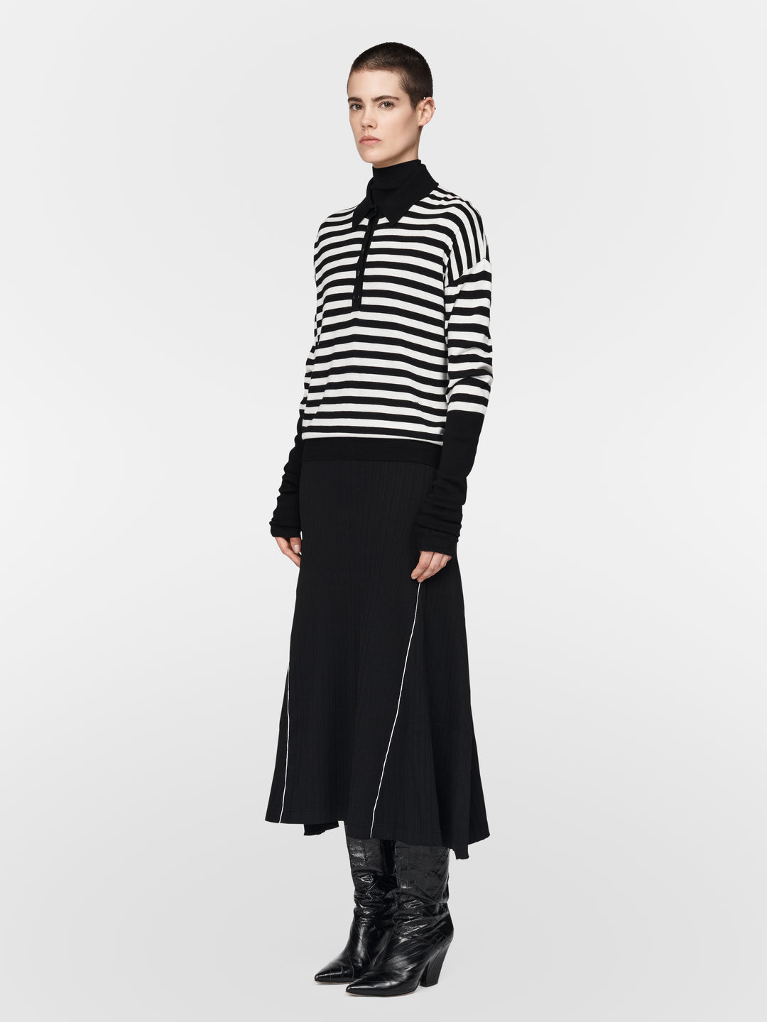 Maria McManus Black Stripe Polo Sweater