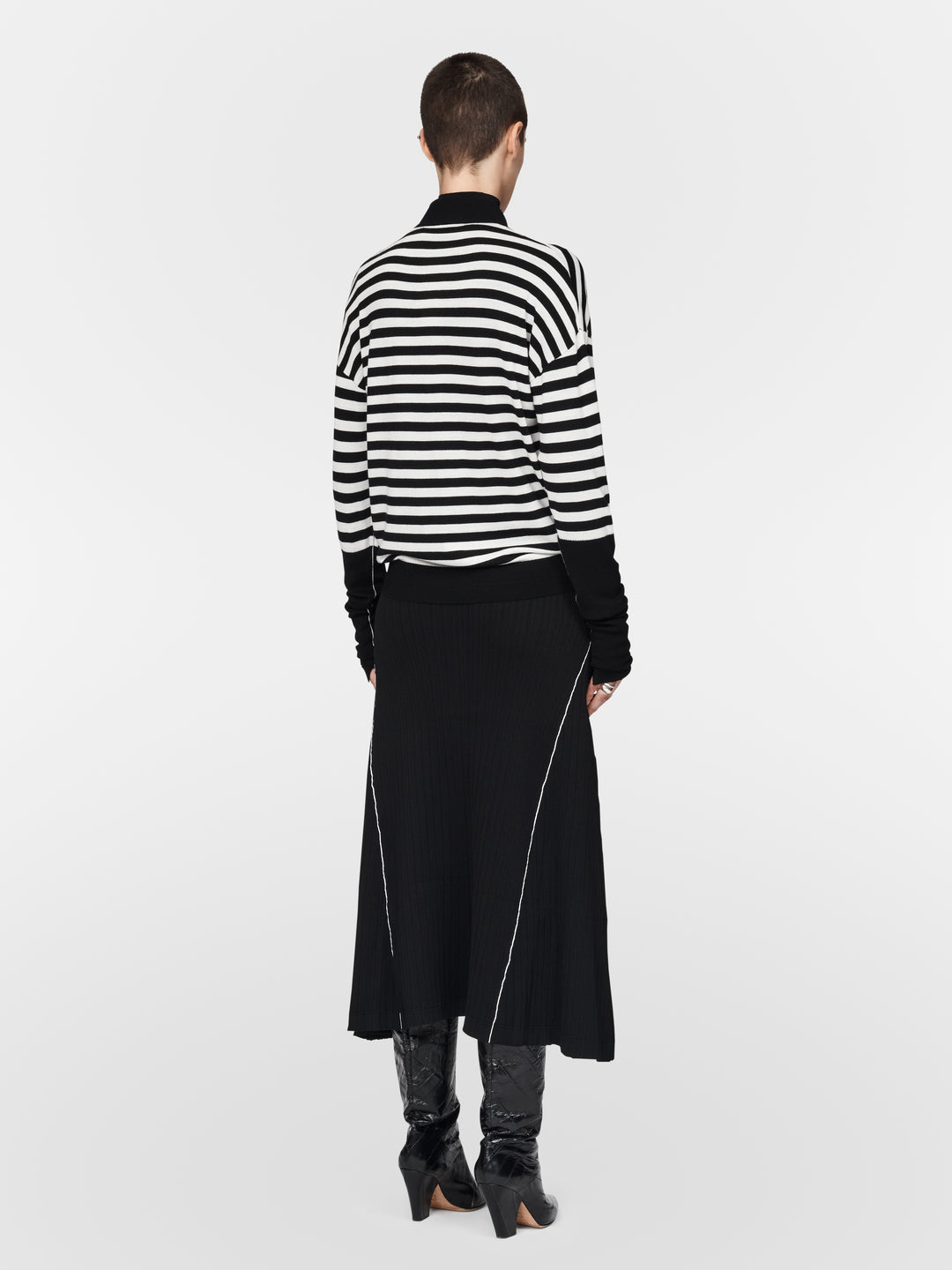 Maria McManus Black Stripe Polo Sweater