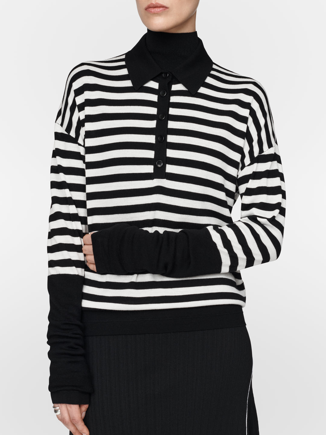 Maria McManus Black Stripe Polo Sweater